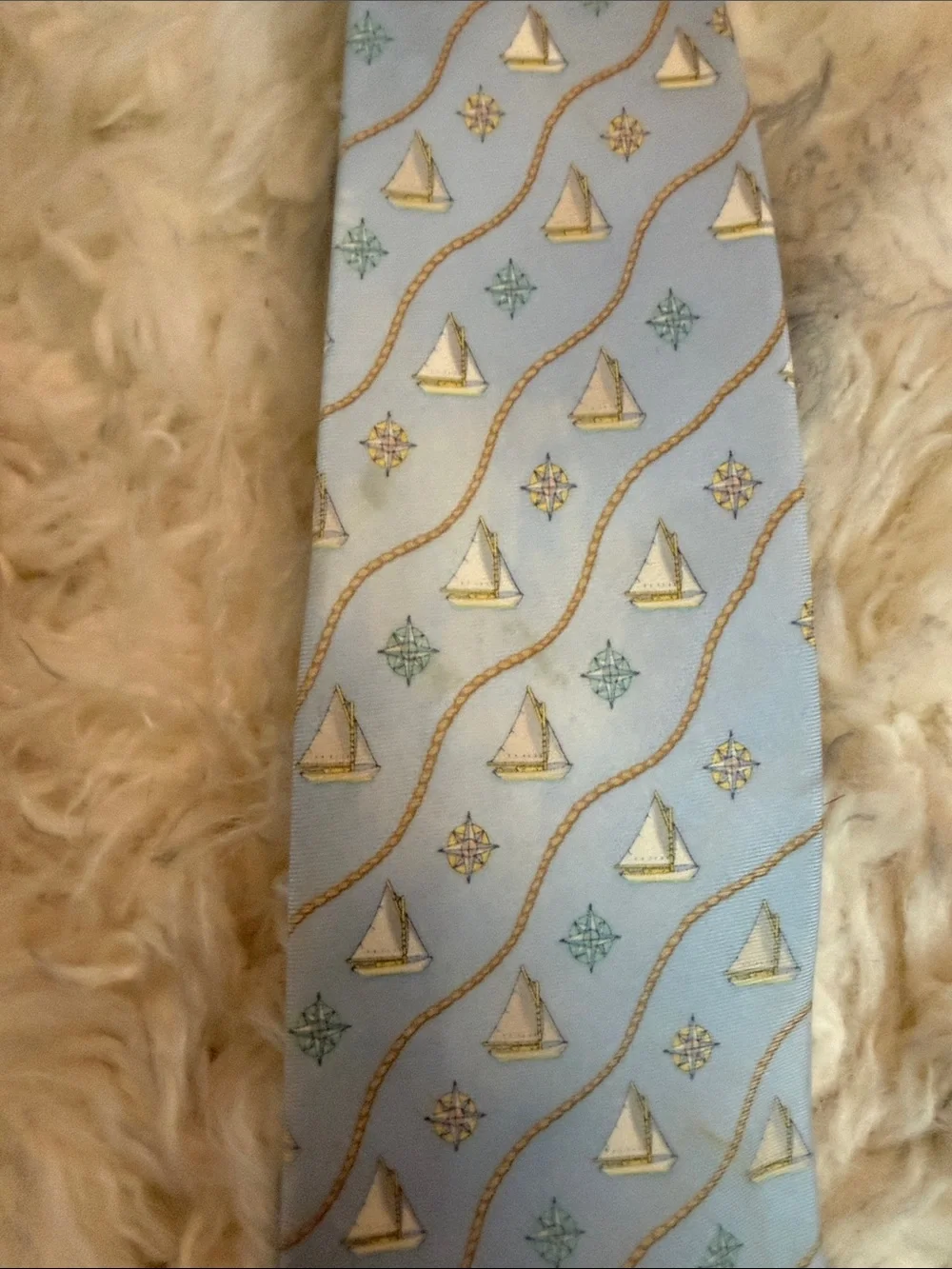 Light Blue Nautical Print Men's Tie